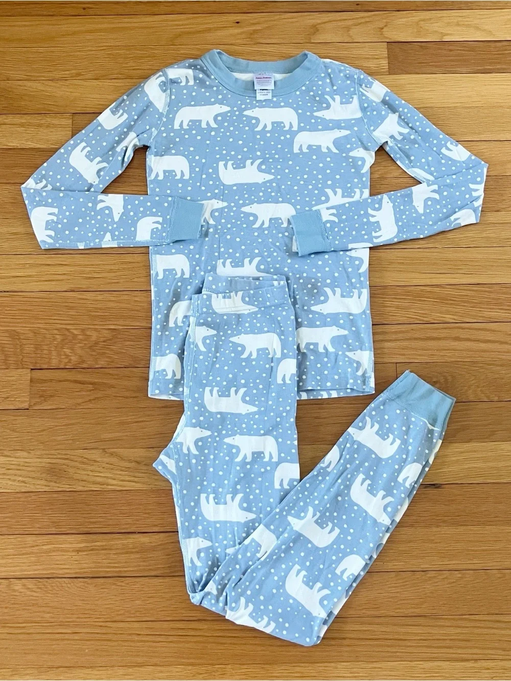 Hanna Andersson Blue White Winter Polar Bear Cotton Holidays Pajamas 150 12